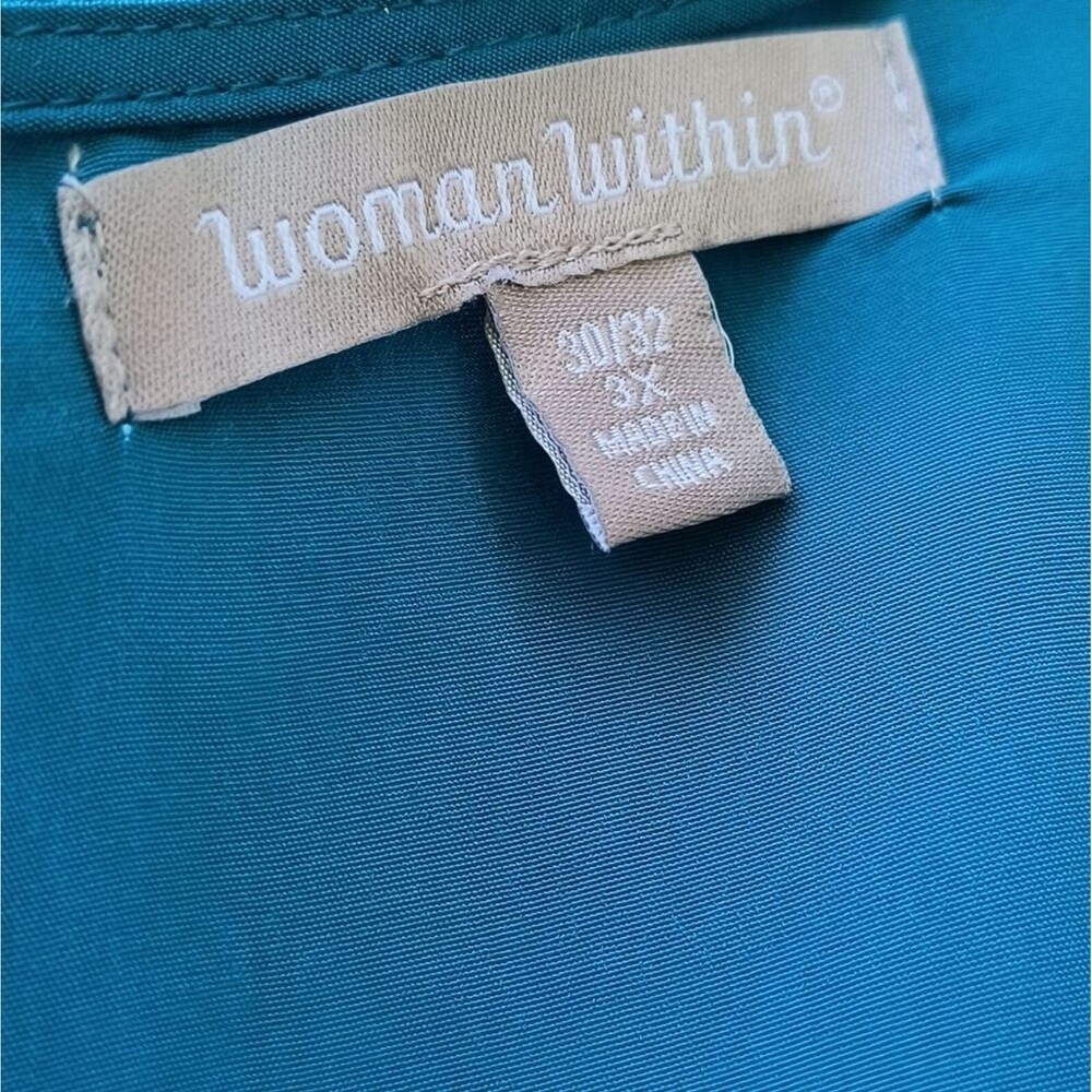 Woman Within Teal Blue Two-Piece Button Front Dress Set - Picture 9 of 13